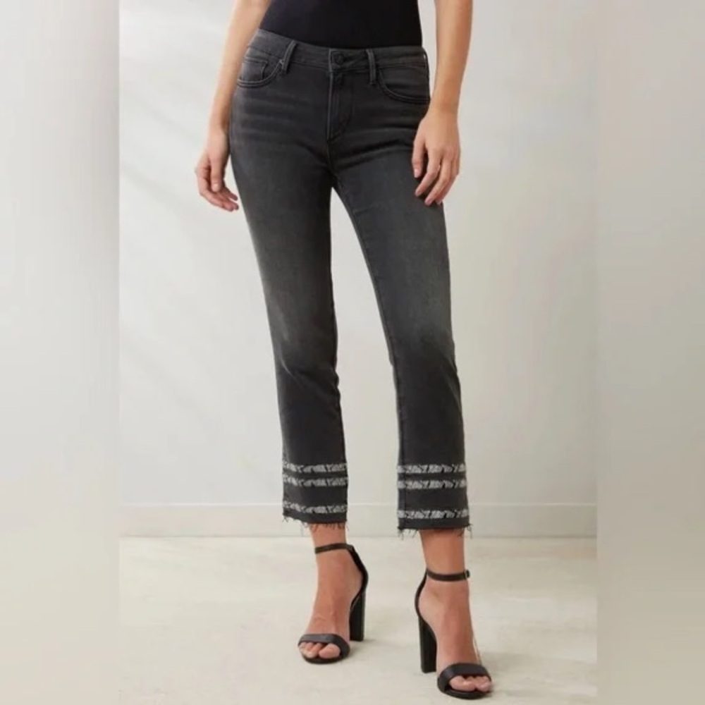 Driftwood Colette Snakeskin Embroidered Crop Black Jeans
